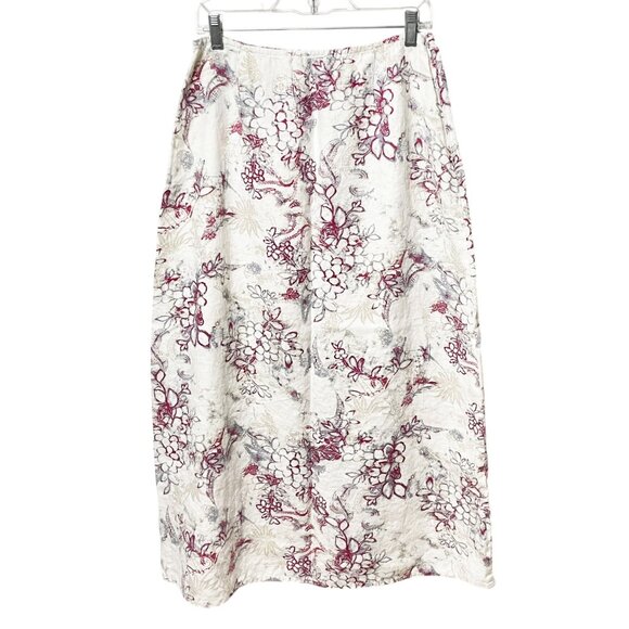 Vintage 90’s Hunts Club 100% Linen Floral Print Midi/Maxi Skirt Women’s Size 12 - Picture 9 of 9